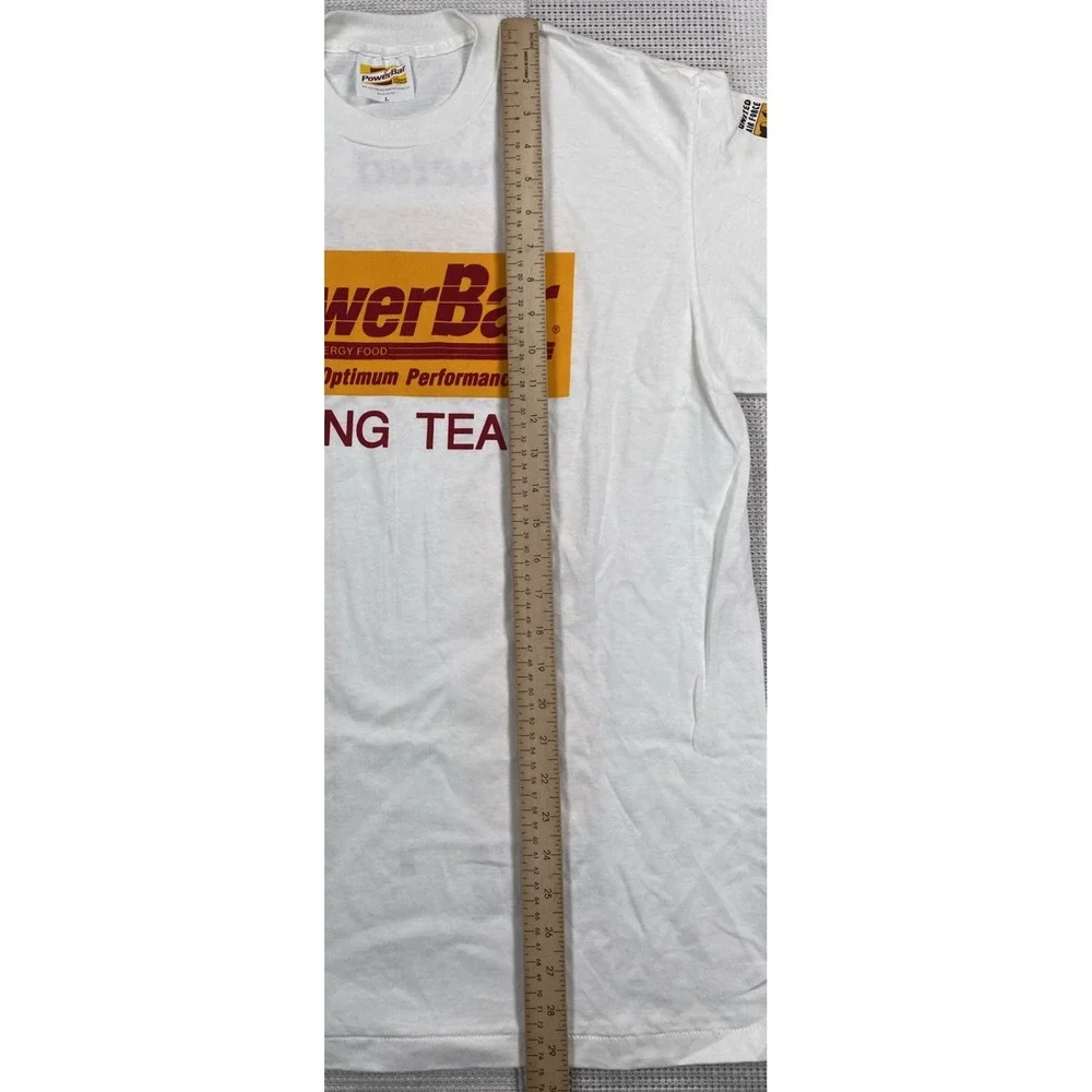 Vintage‎ PowerBar Racing Team T-Shirt White Single Stitch USA Men's Large